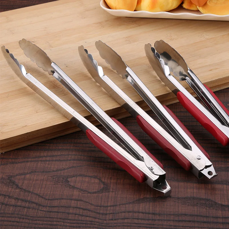 BBQ Tongs 9/12/14 inch Stainless Steel and Plastic Handle Kitchen Food Tools Clip Barbecue Clamp | Дом и сад