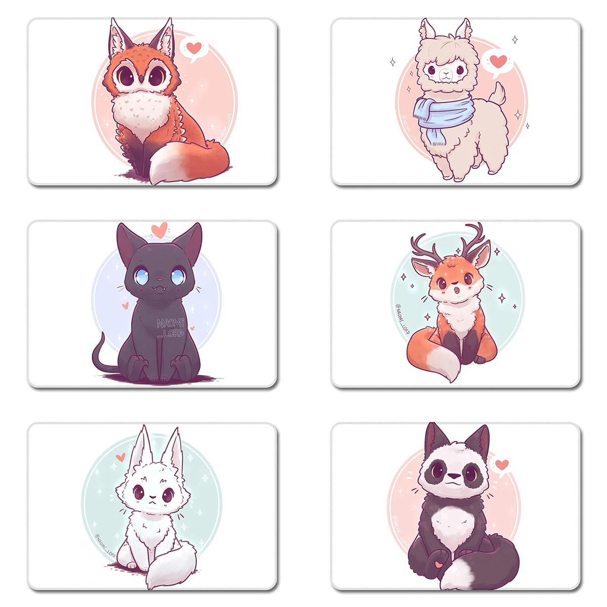 Детский коврик для мыши с рисунком панды лисы аниме крутой дизайн натуральный