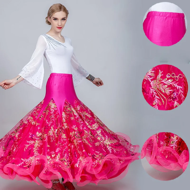 Женская юбка для бальных танцев с вышивкой DL3870 | Тематическая одежда и униформа