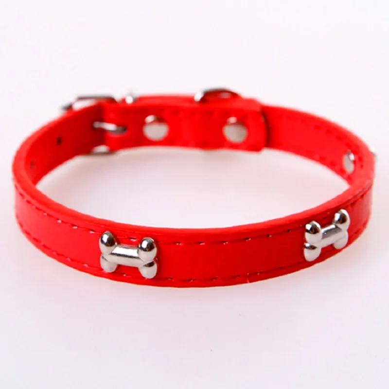 Red Collars Креативный Регулируемый звонок ошейники для кошек персонализированные кости Мультяшные кожаные отломленные животные кошка ожерелье с котенком колье на шею кольцо - Цвет: Red Collars