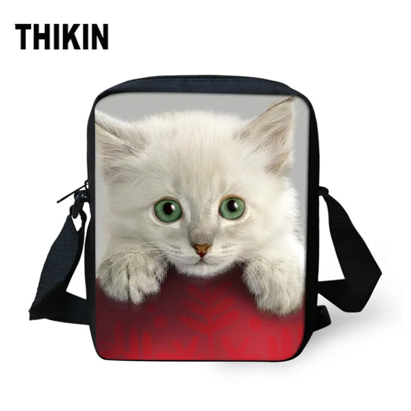 Детские сумки мессенджеры THIKIN Kawaii с 3D рисунком кота через плечо для маленьких