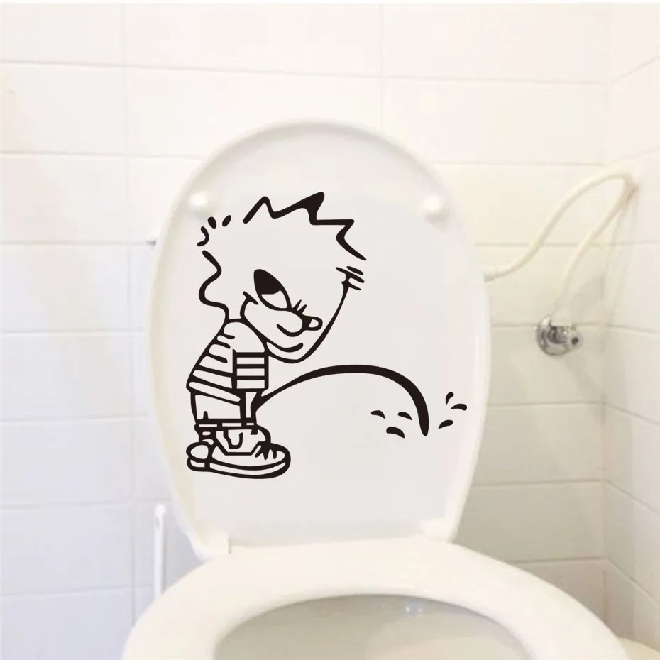 Забавные новые наклейки на унитаз виниловые дверь настенные украшения модные