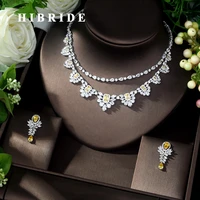 hibride luxury aaa cubic zircon women jewelry set for bridal necklaceearring set party accessories jewelry gifts bijoux n 1040