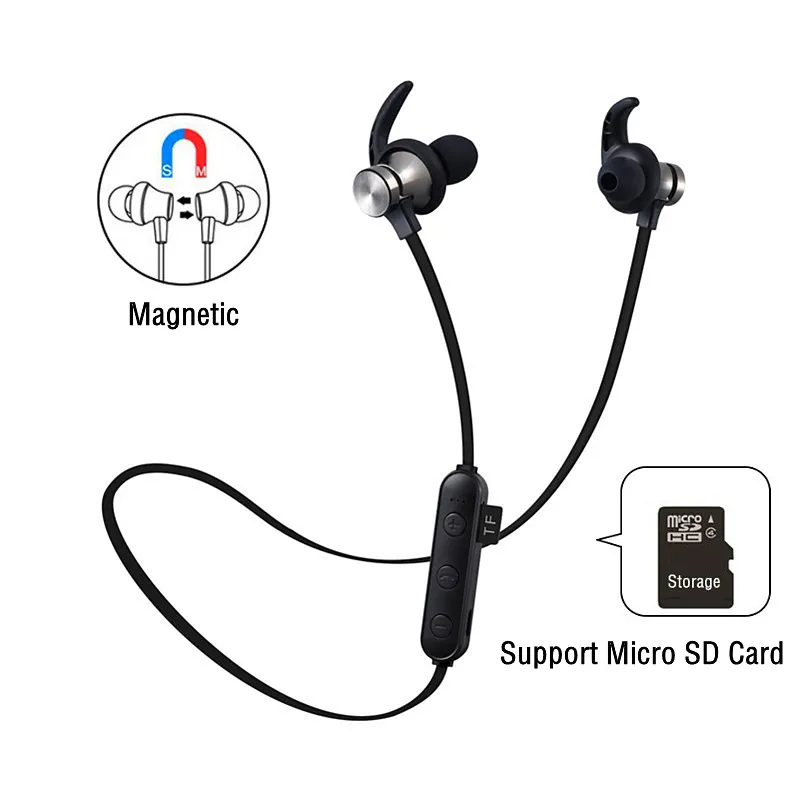 Магнитные беспроводные наушники вкладыши Bluetooth с микрофоном водонепроницаемая