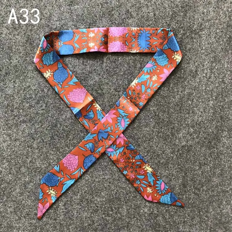 A33 40 цветов, женская модная сумка, шарф, узкая маленькая лента, на голову, с ручкой, шарф, роскошное украшение, галстук, многофункциональный, 4*100 см - Цвет: A33
