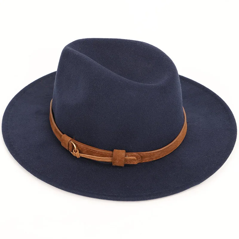 Men's wool warm shallow top fedora fashion trend unisex caps solid color 60CM large size hats male classic bone bowler hat man |