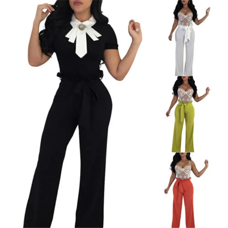 Женские свободные штаны чистый цвет Женская одежда drawstring длинные релаксации