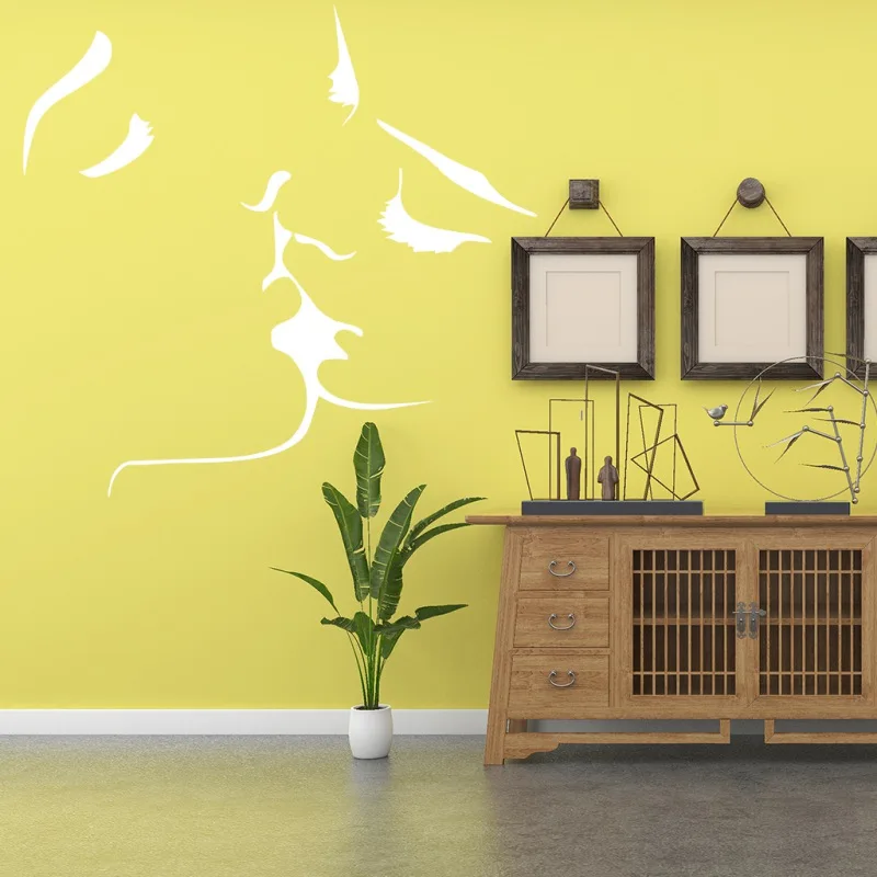 Смешные DIY съемные спальня гостиная ТВ фон настенные наклейки Поцелуй декор