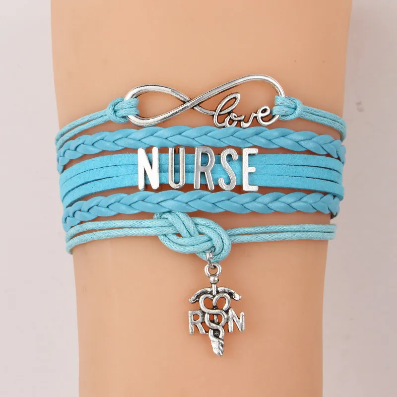 (10 шт./лот) Бесконечность любовь браслет с надписью Nurse R N Шарм Плетеный карьера