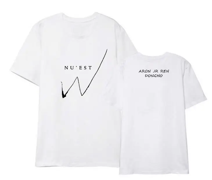 Kpop nuest w альбом имя участника Печать О образным вырезом короткий рукав Футболка
