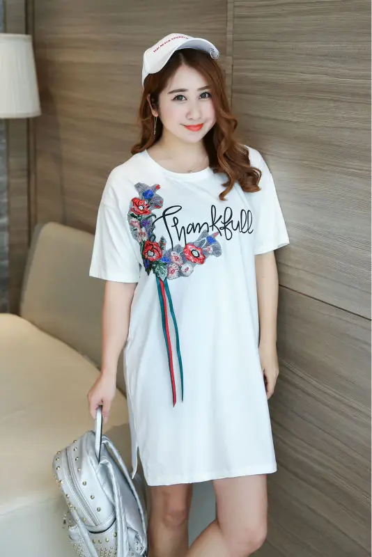 Женское платье с цветочной аппликацией MINSUND Повседневное платье-тройка коротким