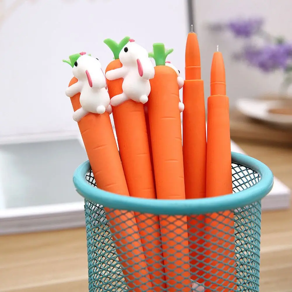 

Korean Style cute cartoon creative white rabbit love carrot students black Ink pen office signature pen Stationery for office