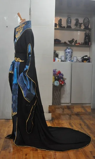 Новинка 1628, черный, синий мужской костюм, косплей, Hanfu для детей или студентов, мужской костюм