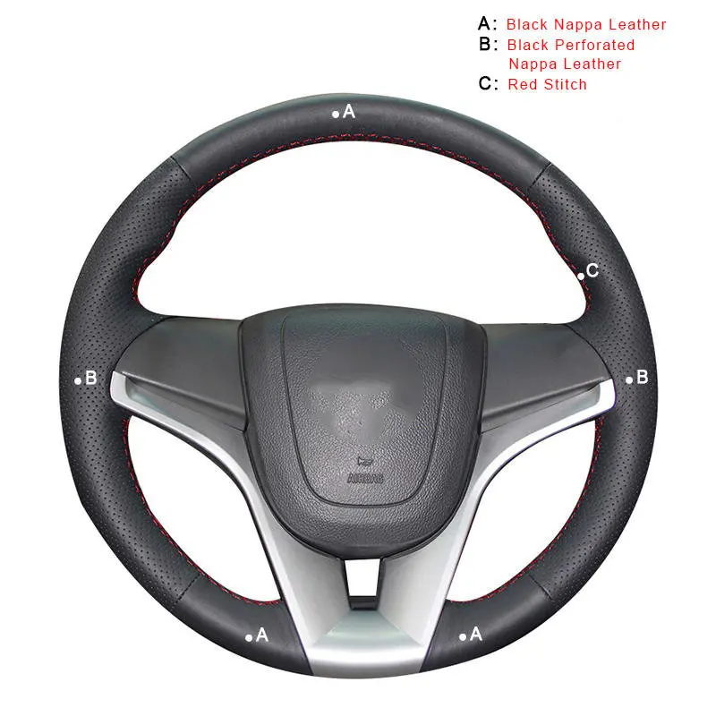 Top Layer Leather Автомобильная Оплетка на руль для Chevrolet Cruze 2009- Aveo 2011- Orlando 2010- Holden Cruze 2010 Авто DIY - Color Name: Top Layer Leather