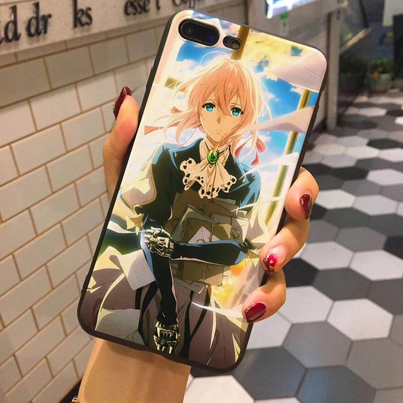 Аниме фиолетовый Evergarden новинка чехлы мягкий чехол для телефона iPhone 8 7 6 6S Plus X XS XR