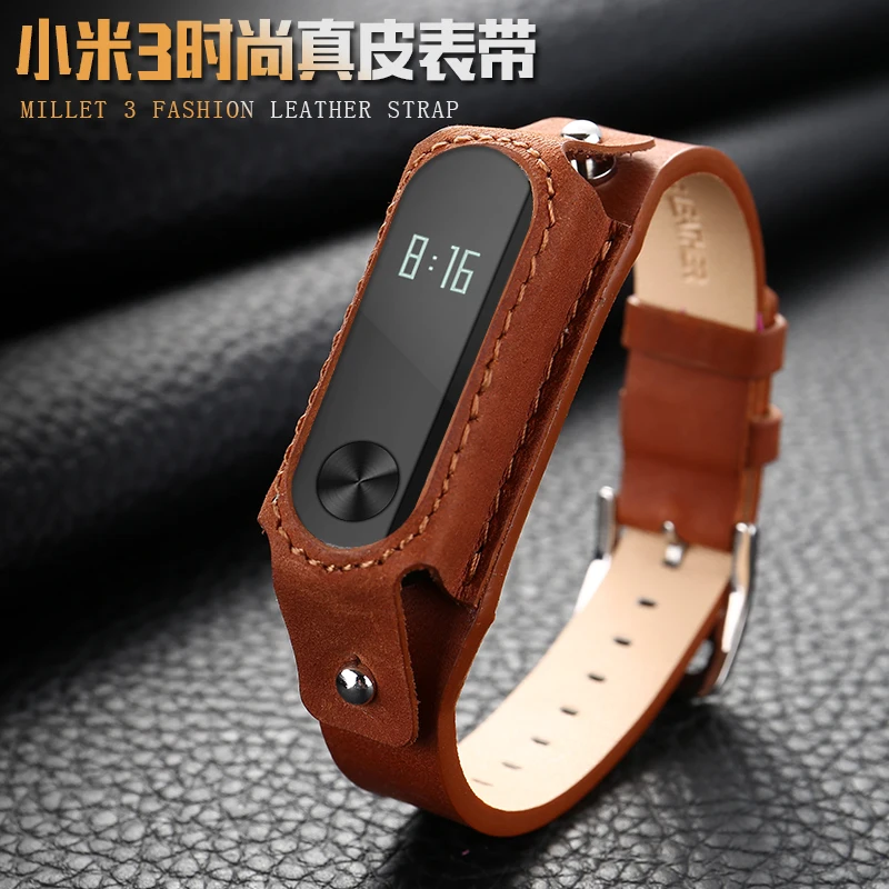 Ремешок для Xiaomi Mi Band 3 кожаный ремешок Безвинтовой браслет Сменные аксессуары