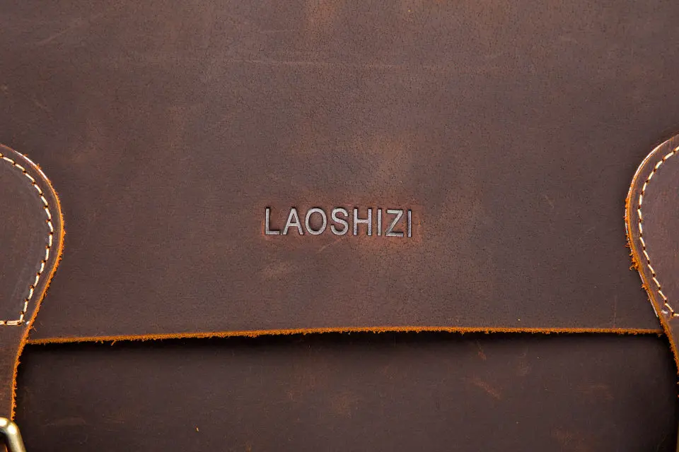 LAOSHIZI LUOSEN Men's Vintage Crazy Horse Leather Briefcase Messenger Shoulder Portfolio Laptop Bag Case Office Handbag