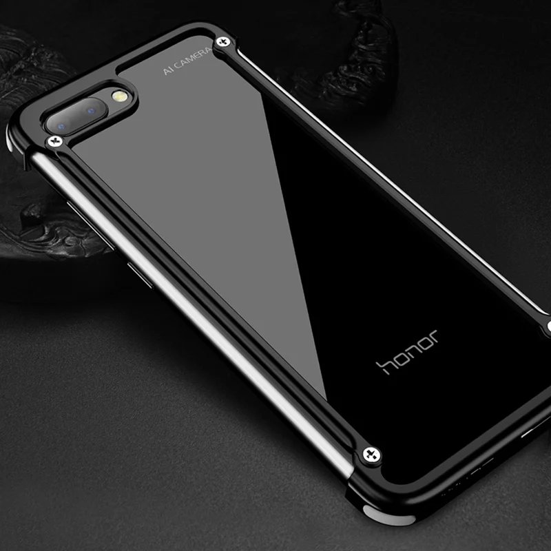 Black Oatsbasf Алюминиевый металлический чехол-бампер для huawei Honor 10/View 10, роскошная подушка безопасности, защита от падения, Жесткий Чехол Honor View 10 - Цвет: Black