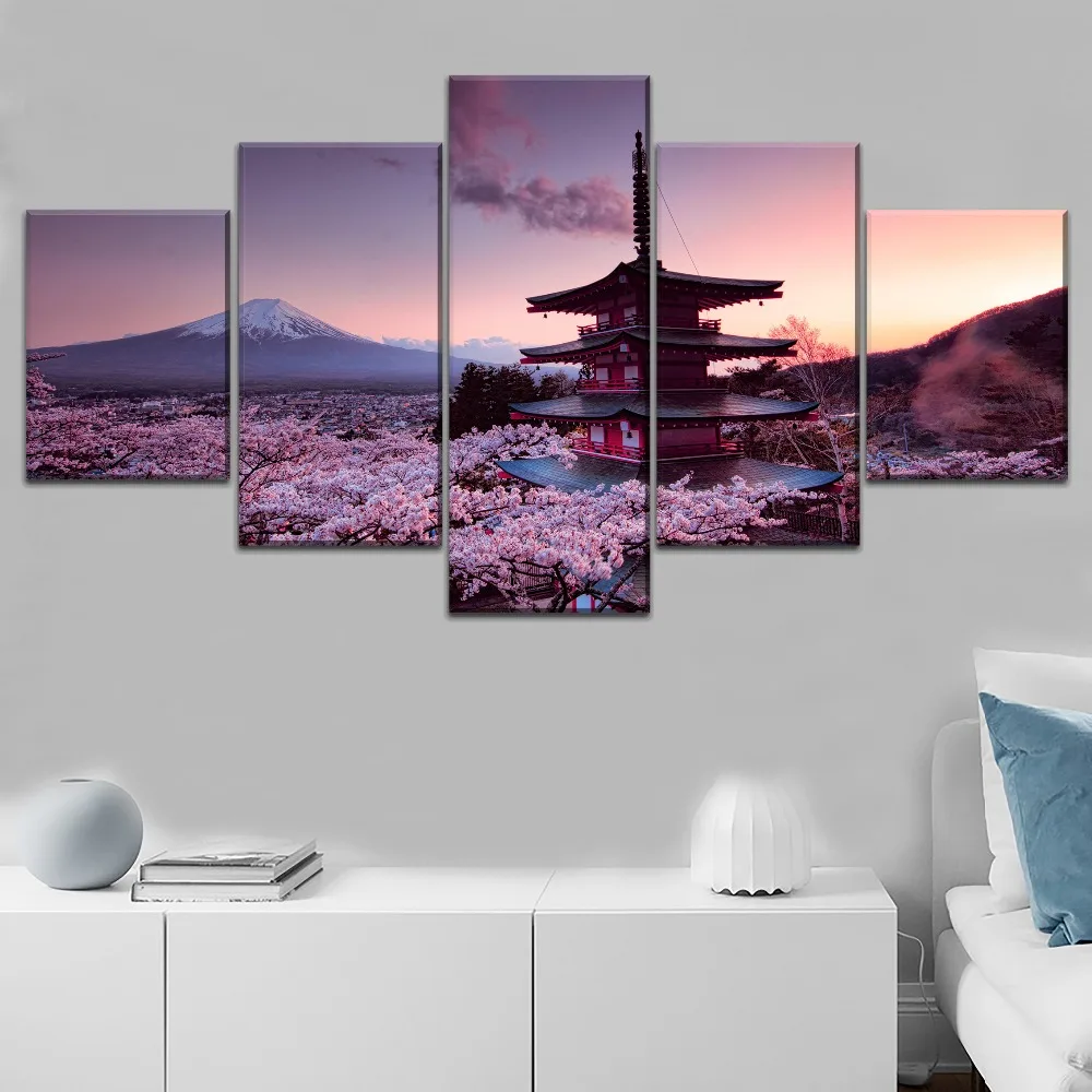 Chureito пагода и Гора Fuji живопись 4 шт. стильная Печать на холсте Тип картины
