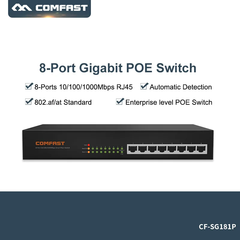 Comfast 8 портов 10/100/1000 Мбит/с гигабитный корпоративный уровень POE коммутатор 802.af/ at