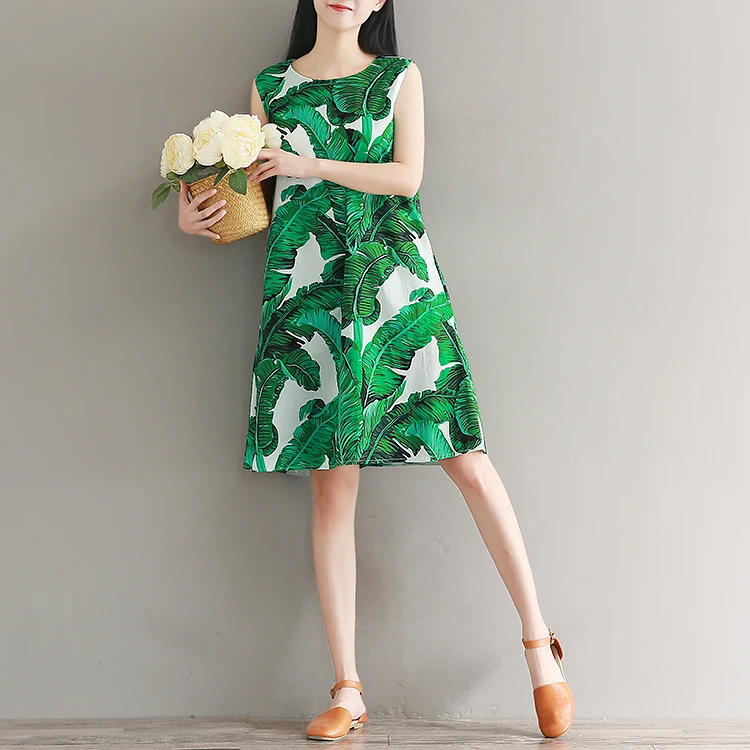 2018 высококачественное женское модное хлопковое платье без рукавов с принтом