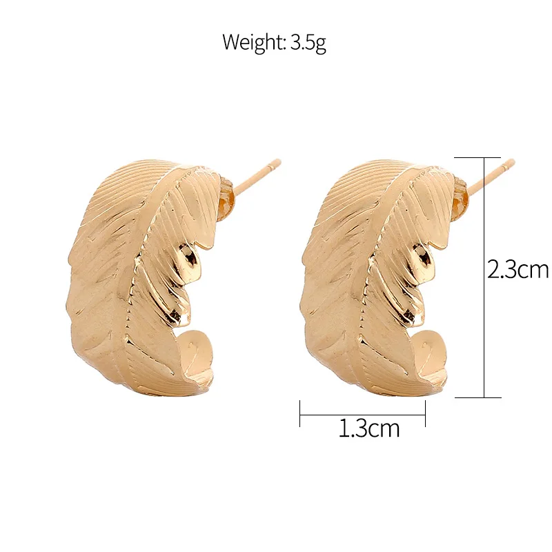 Dreamtop Punk Feather Leaves Circle Round Hoop Earrings for Women Gift Metal Exaggerated Earring Party Jewelry E142 | Украшения и