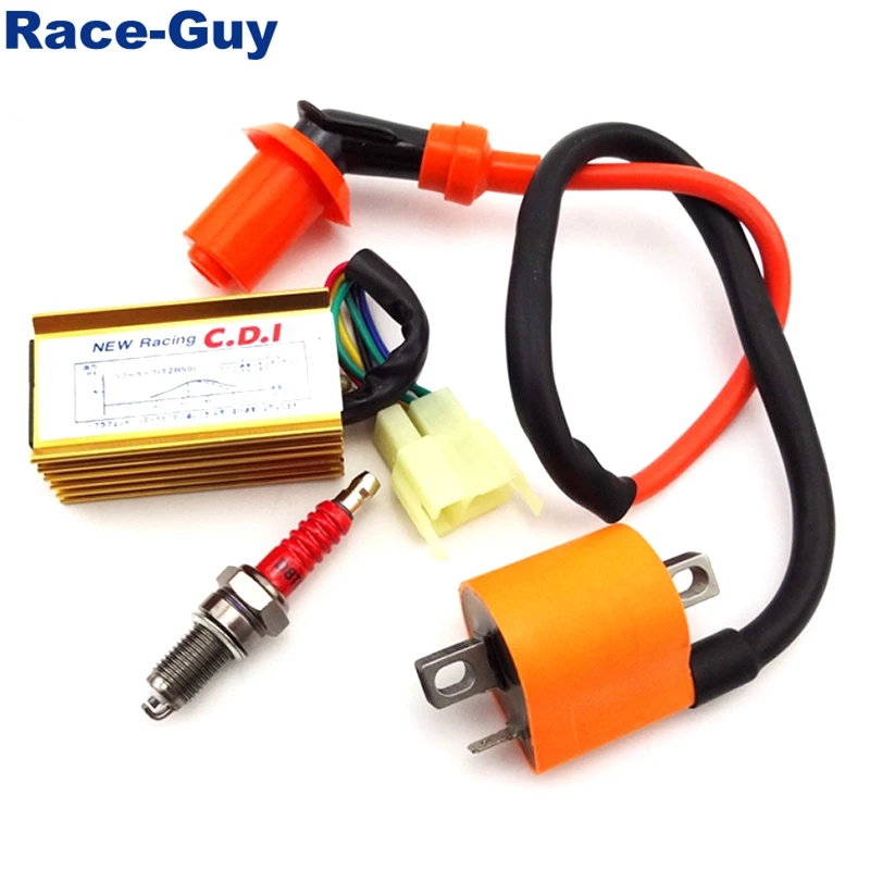 Гоночная катушка зажигания + 6-контактный блок переменного тока CDI Свеча D8TC для