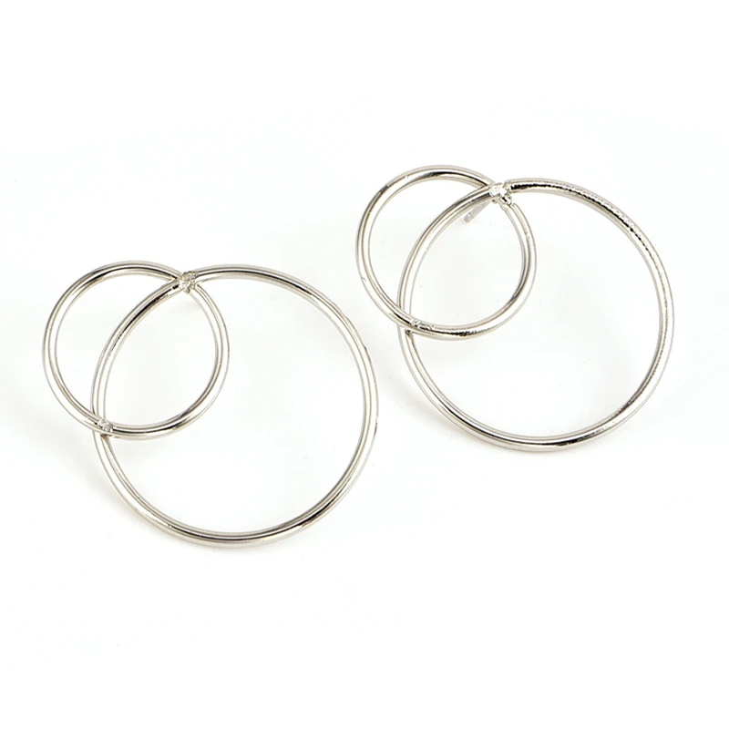 2 Pcs/Set Bohemian Simple Exquisite Geometric Openwork Double Circle Gold Silver Color Earrings Women Fashion Party Jewelry | Украшения и