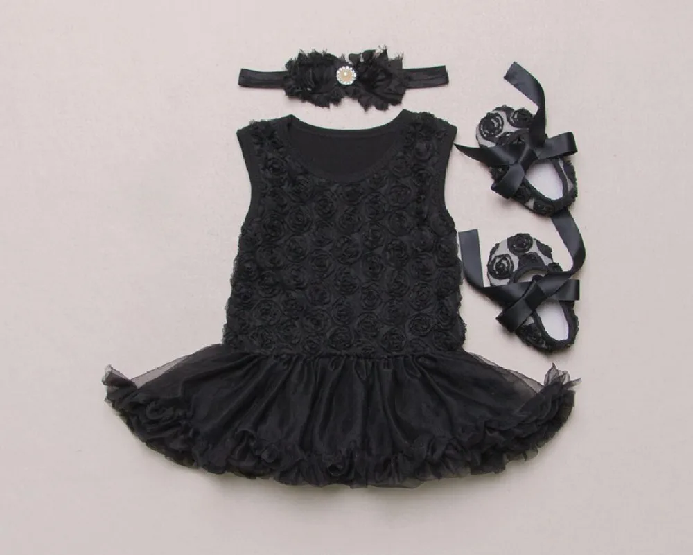 Розовый черный фиолетовый 3 шт./компл. Однотонное кружевное платье-пачка без