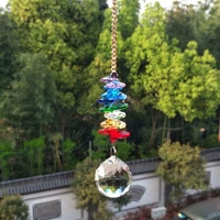 handcrafted rainbow glass crystal beads chakras garland suncatcher crystal ball pendant diy chandelier center part decoration