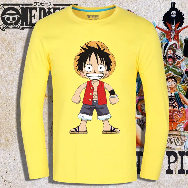 Мужская футболка из хлопка Луффи с анимацией сезон осень 2019 длинным рукавом и