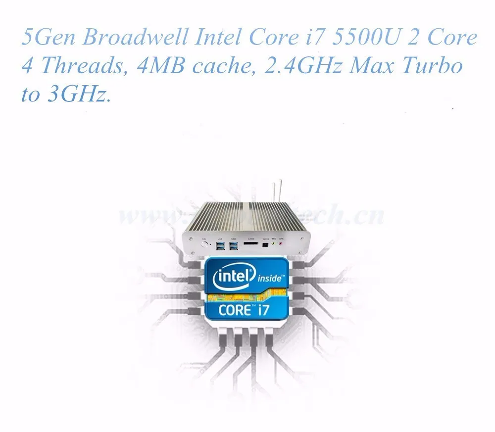 [5Gen Broadwell cpu] Win10 Мини ПК i7 Barebone Intel Nuc Безвентиляторный Компьютер Core i7 5557U graphics Iris 6100 4K HD HTPC