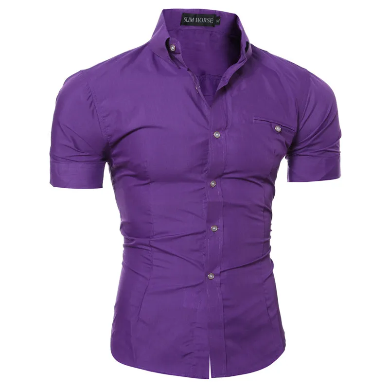 

TJWLKJ Cotton Short Sleeve Shirts for Men Summer Business Formal Mens Shirts Casual Slim Fit White Shirt Chemise Homme