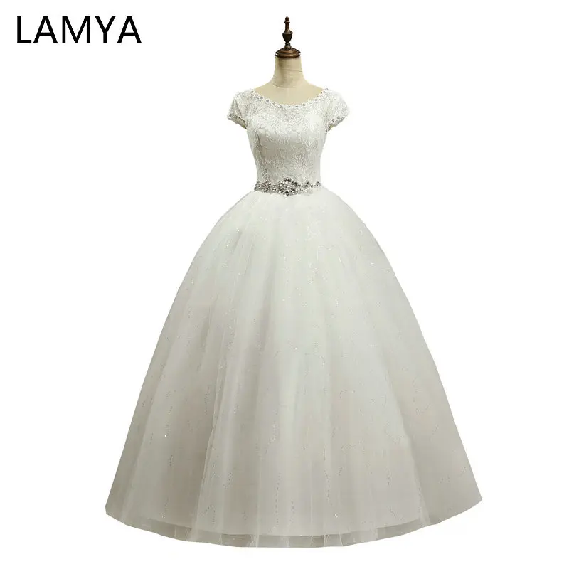 

Элегантные недорогие свадебные платья LAMYA с кристаллами 2019, модные короткие свадебные платья, женское бальное свадебное платье