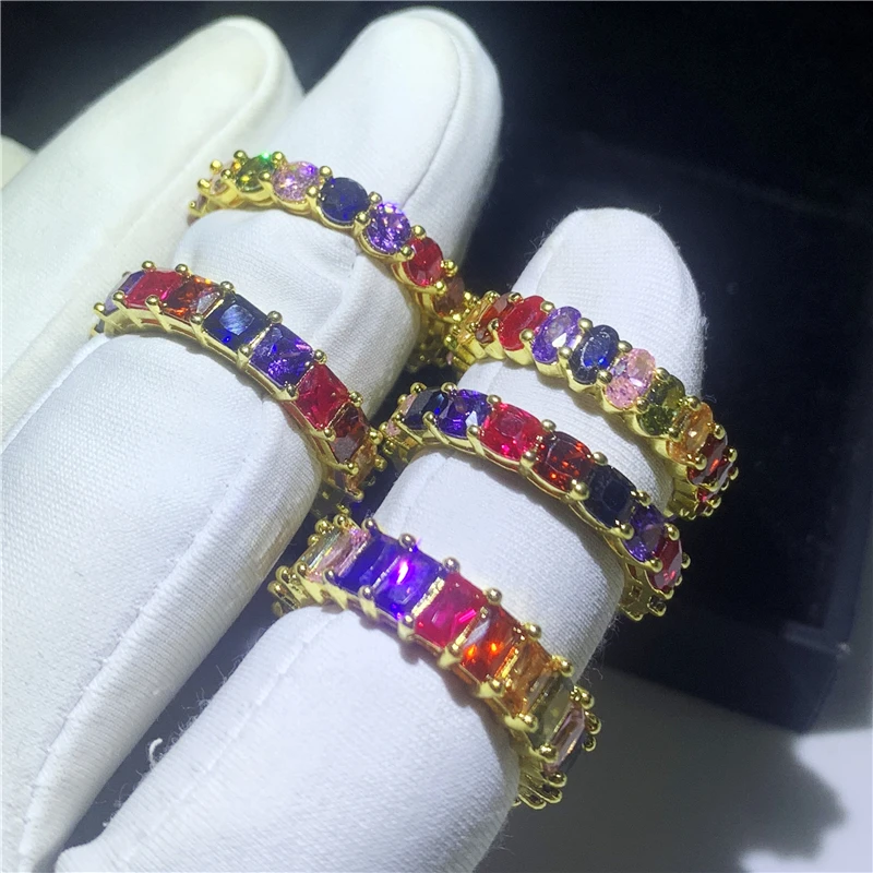 

5 Style High quality luxury cz ring engagment wedding band gold color pink cz women finger jewelry