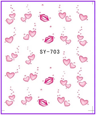 6 упак./лот блестящая водяная Наклейка для ногтей COREOPSIS KAPOK FLOWERSweet Heart Love Valentine SY699-704