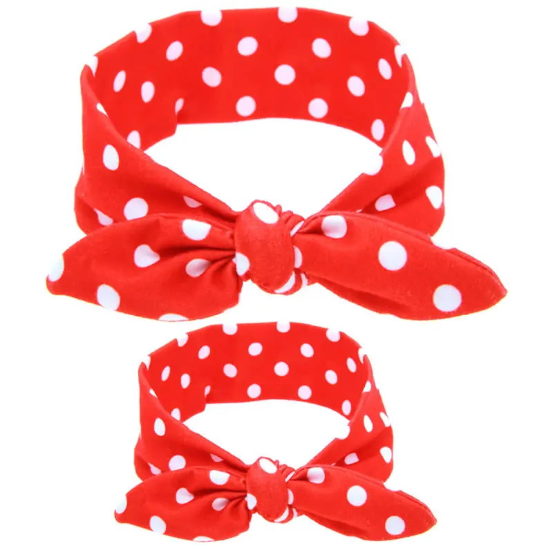 Mother Baby Turban headband 2pcs/set Mom Daughter Rabbit Ears Floral Print Plaid Bow Knot hair accessories | Детская одежда и