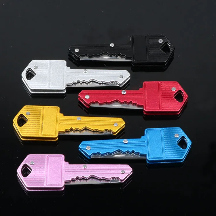 

[4 Color] Protable Key Fold Knife Key Pocket Knife Key Chain Knife Peeler Mini Camping Key Ring Knife Tool