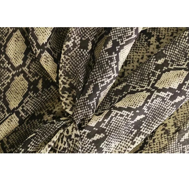 Autumn sexy Snake print women's blouse casual button lace up pullover clothes 2018 korean fashion chiffon tops |