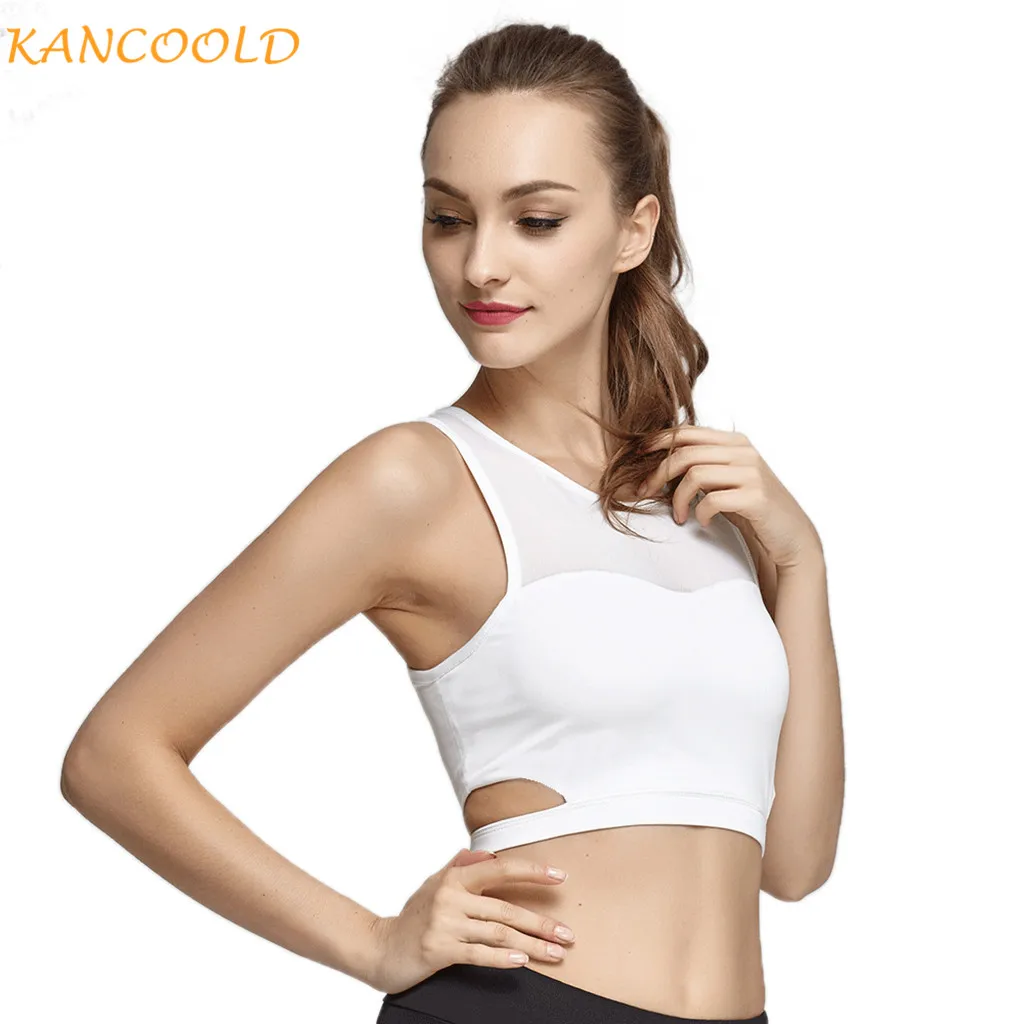 Женский сетчатый топ KANCOOLD майка для занятий йогой и фитнесом белый черный лето