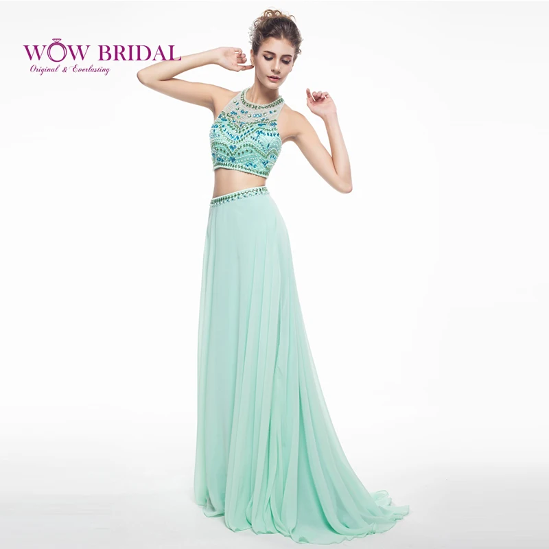 Wowbridal вышитые бисером мятно зеленые платья для встречи выпускников длинные 2021