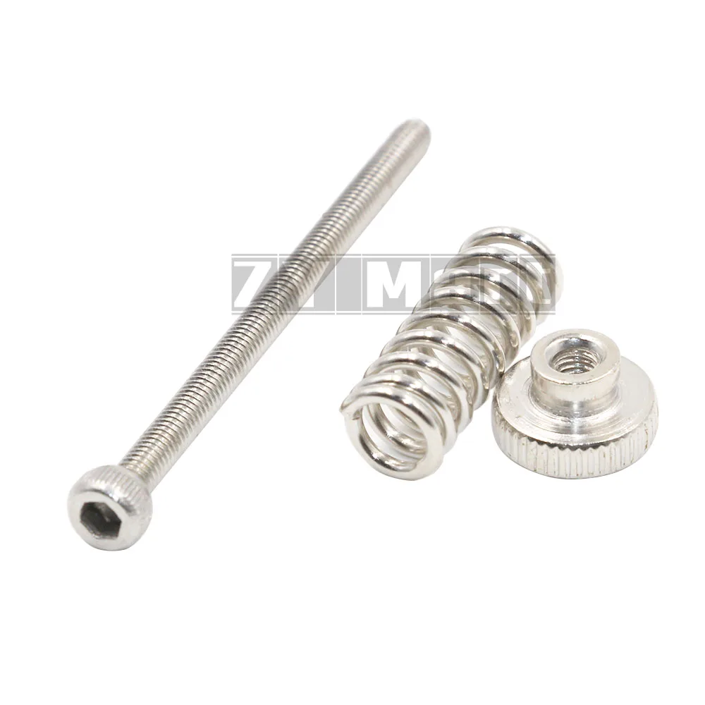5pcs/lot M3 Thread Screws Nuts 45mm Leveling Spring Knob Part Components 3D Printers Parts Hexagon Hex Stainless Steel Accessory