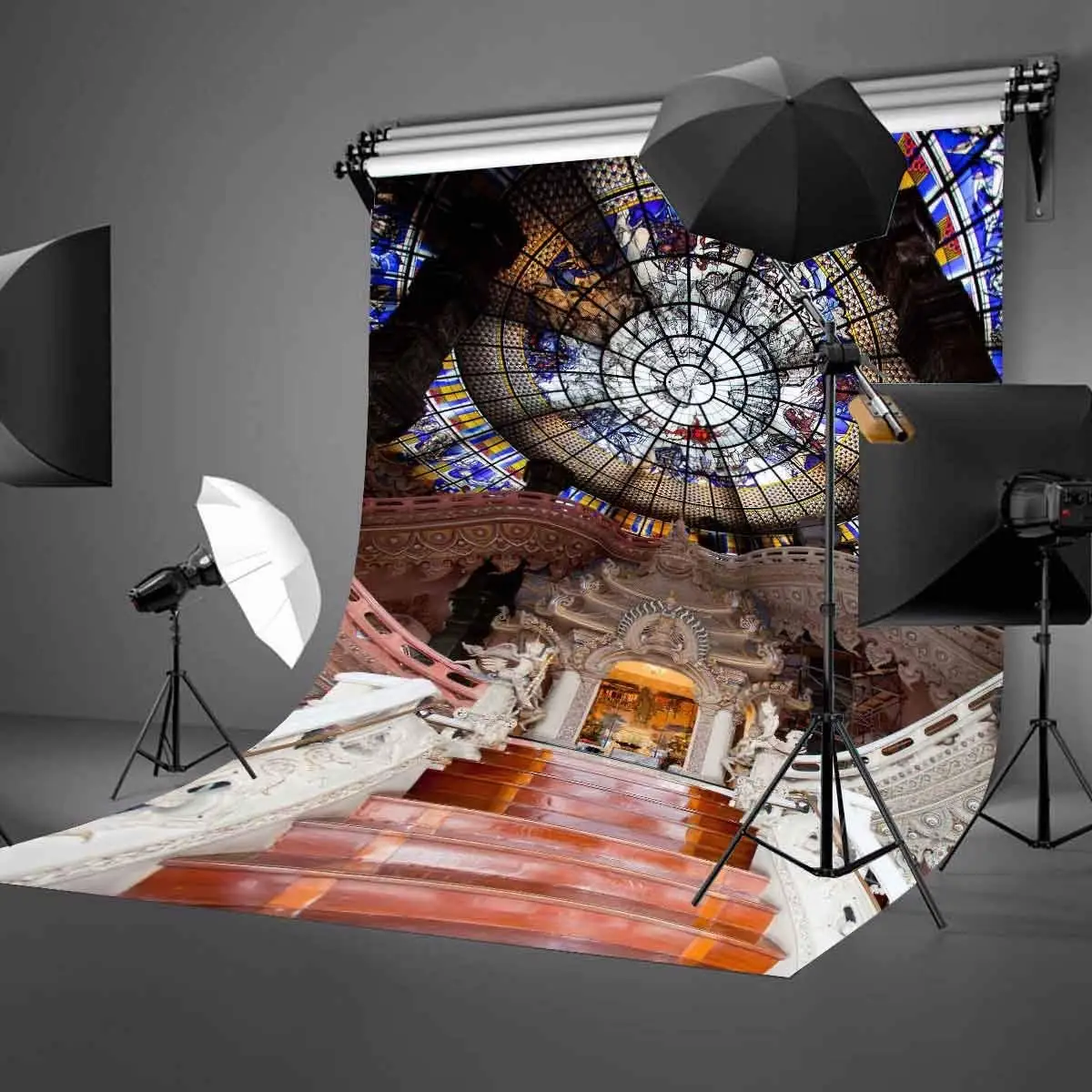 5X7 футов купол церковь фон Церковь интерьер лестница фотография и студия