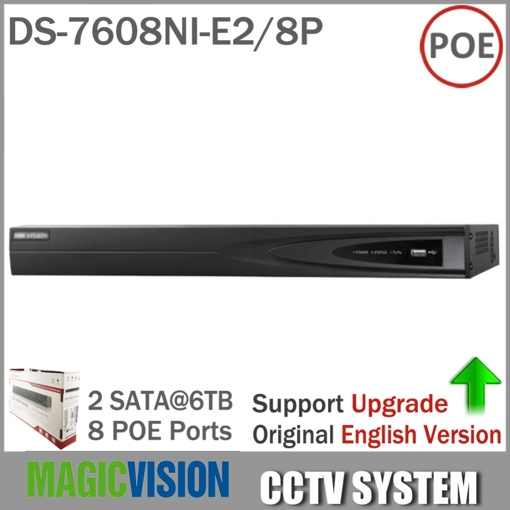 Оригинал Hikvision ds 7608ni e2/8 P 8ch NVR для HD IP Камера 5 мегапикселей Разрешение Запись с 8