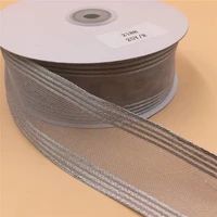 1 12 inch x 25yards wired silver metallic ribbon with satin stripes edged for gift wrapping decoration n2188
