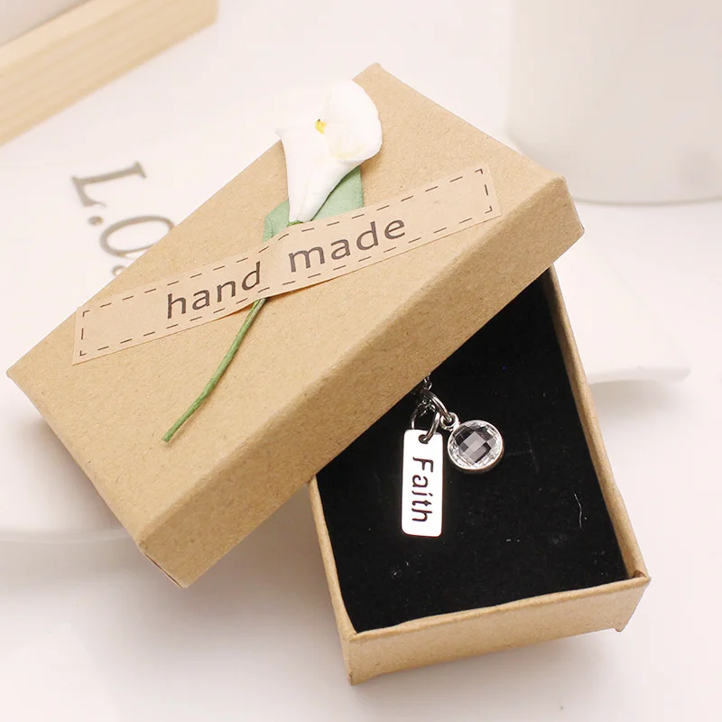 Hot Sell Birthstone Necklace Glass Stone Faith Dream Stainless Steel Encouraged Custom Necklaces Jewelry for Birthday Gift | Украшения и