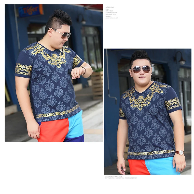Мужская футболка в стиле хип-хоп, 5XL, 6XL, 7XL, этнический стиль, принт, большой размер, Мужская футболка с v-образным вырезом, короткий рукав, летние мужские футболки, новинка