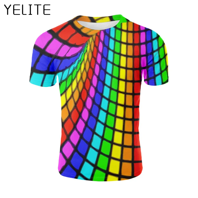 YELITE 2019 Новая мужская рубашка цвета радуги модная мужская/wo Мужская 3d футболка с