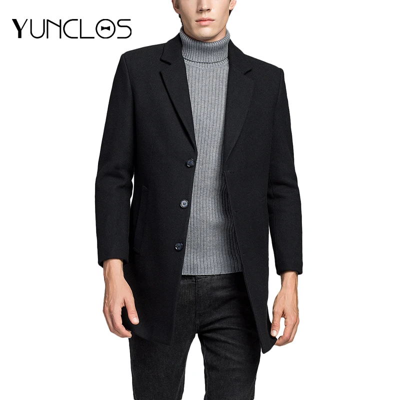 Мужская длинная кашемировая куртка YUNCLOS повседневное однобортное пальто с