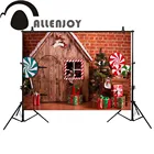 Allenjoy Рождественская фотография фон дерево Конфеты дом для детей кирпичная стена фон фотобудка для фотосессии Фотостудия